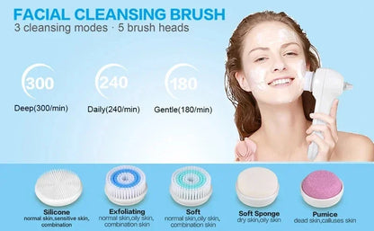 5‑in‑1 Rechargeable Blackhead Vacuum & Cleansing Brush