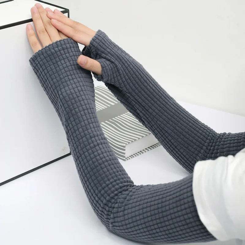 Thick Plush Winter Arm Sleeves Fingerless for Running