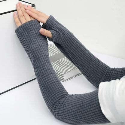 Thick Plush Winter Arm Sleeves Fingerless for Running