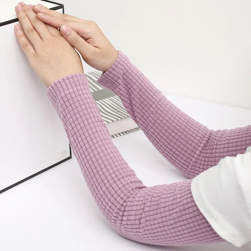 Thick Plush Winter Arm Sleeves Fingerless for Running