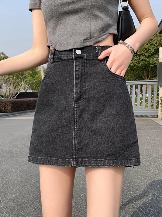 Women’s A-Line Mini Denim Skirt with Shorts