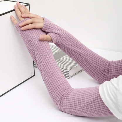 Thick Plush Winter Arm Sleeves Fingerless for Running