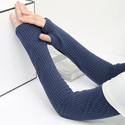 Thick Plush Winter Arm Sleeves Fingerless for Running
