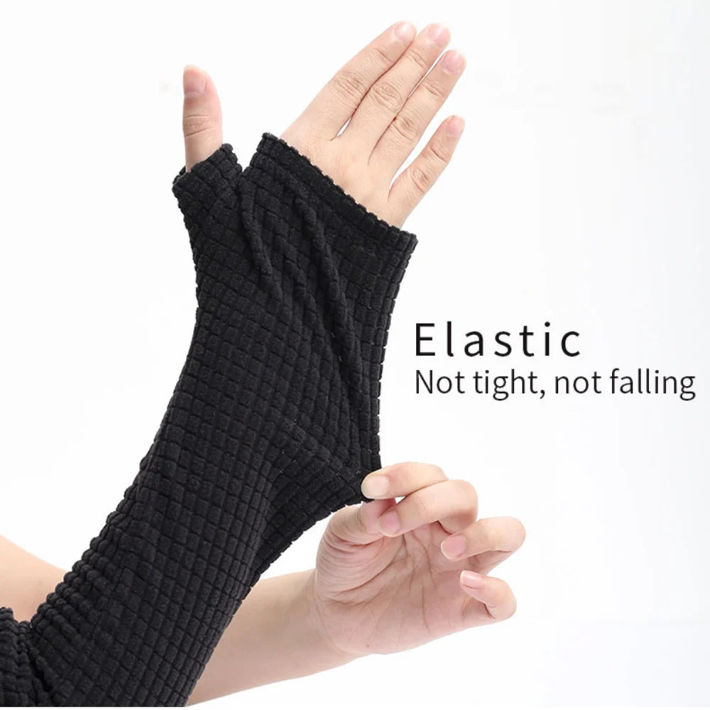Thick Plush Winter Arm Sleeves Fingerless for Running