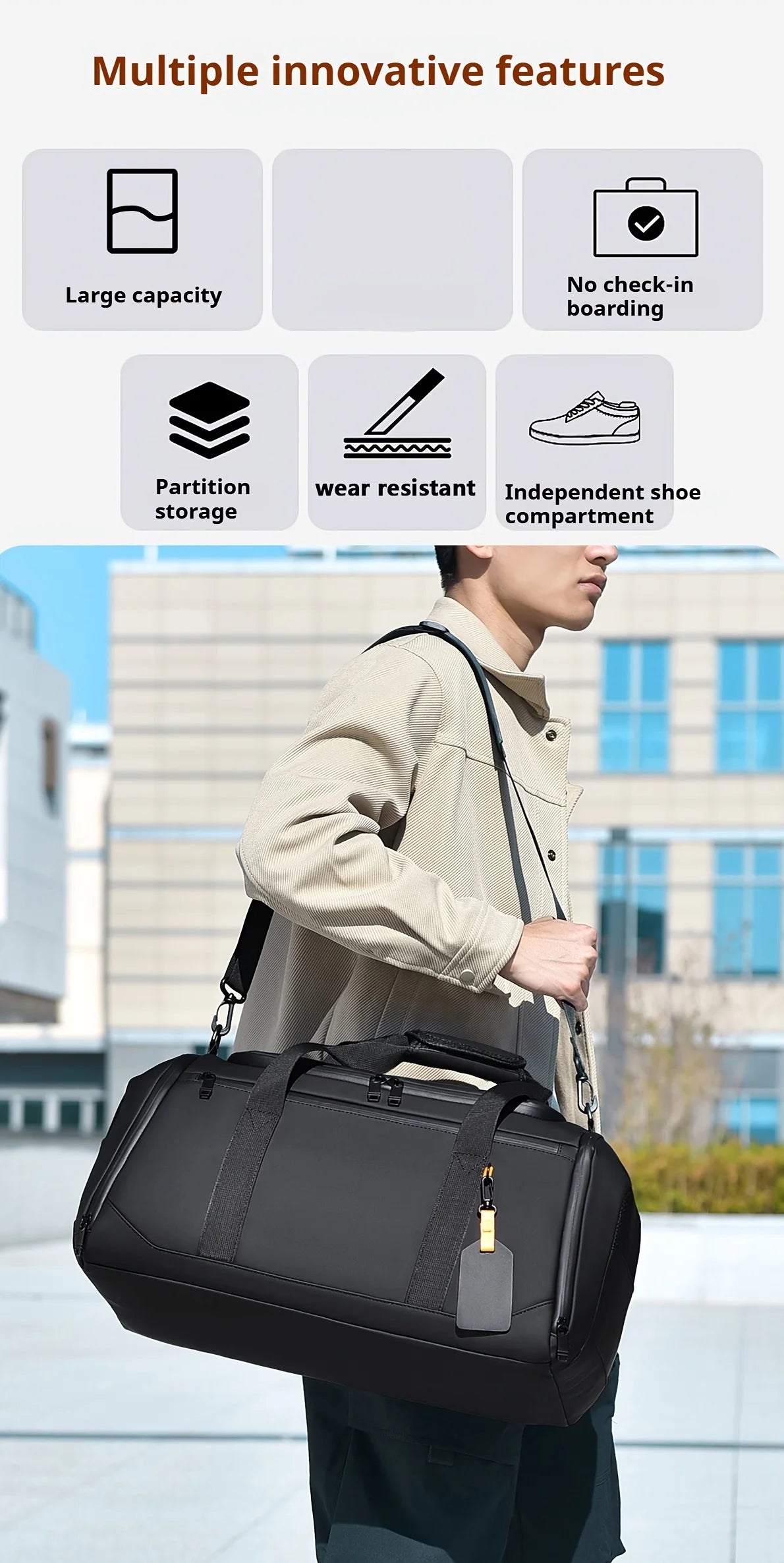 Spacious Travel Duffel Gym Sports Bag